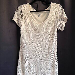 Ecote Urban Outfitters Cream Crochet Lace Mini Dress Short Sleeve Size S Small